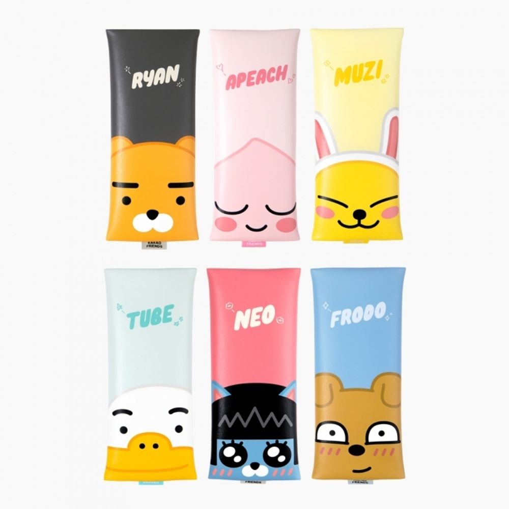 Kakao Friends Character Face Flat Pencil Case | Slim & Lightweight Portable Pouch | Generous Storage | Made in Korea